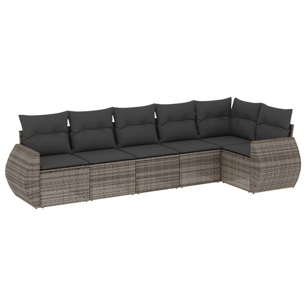 Set mobilier grădină cu perne, 6 piese, gri, poliratan GartenMobel Dekor