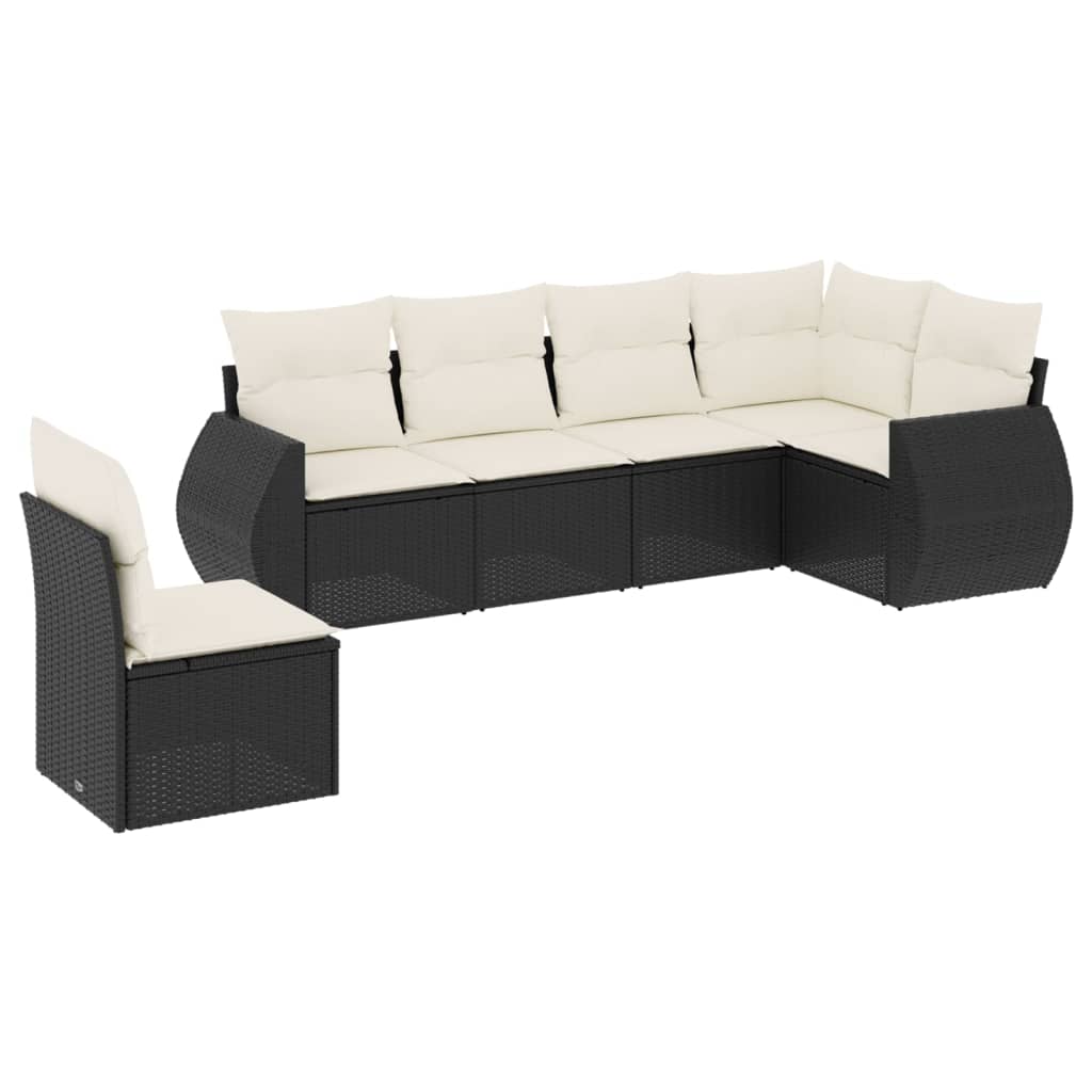 Set mobilier de grădină cu perne, 6 piese, negru, poliratan GartenMobel Dekor