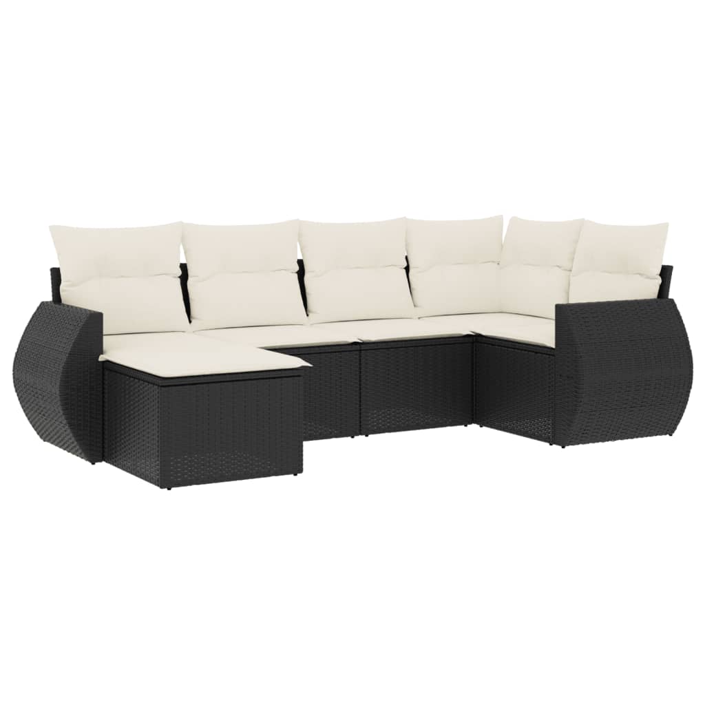 Set mobilier de grădină cu perne, 6 piese, negru, poliratan GartenMobel Dekor