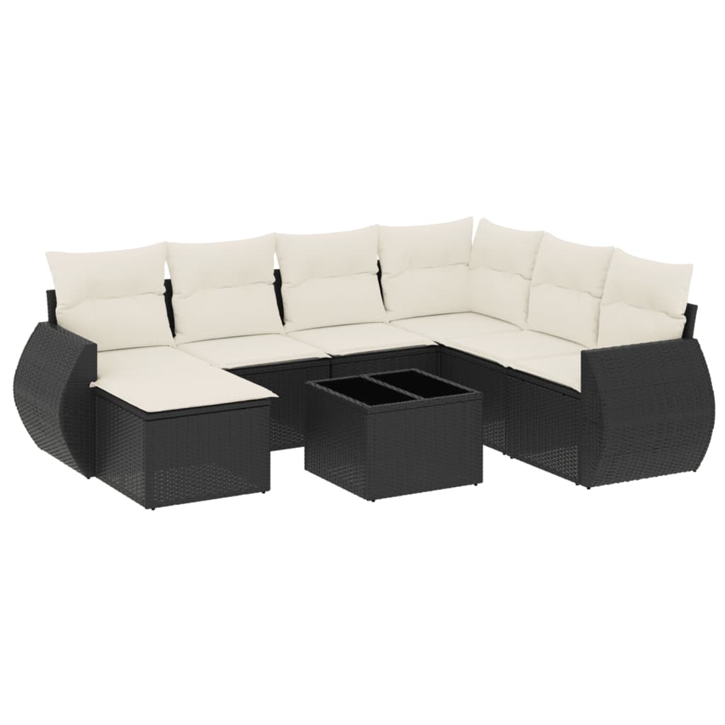 Set mobilier de grădină cu perne, 8 piese, negru, poliratan GartenMobel Dekor