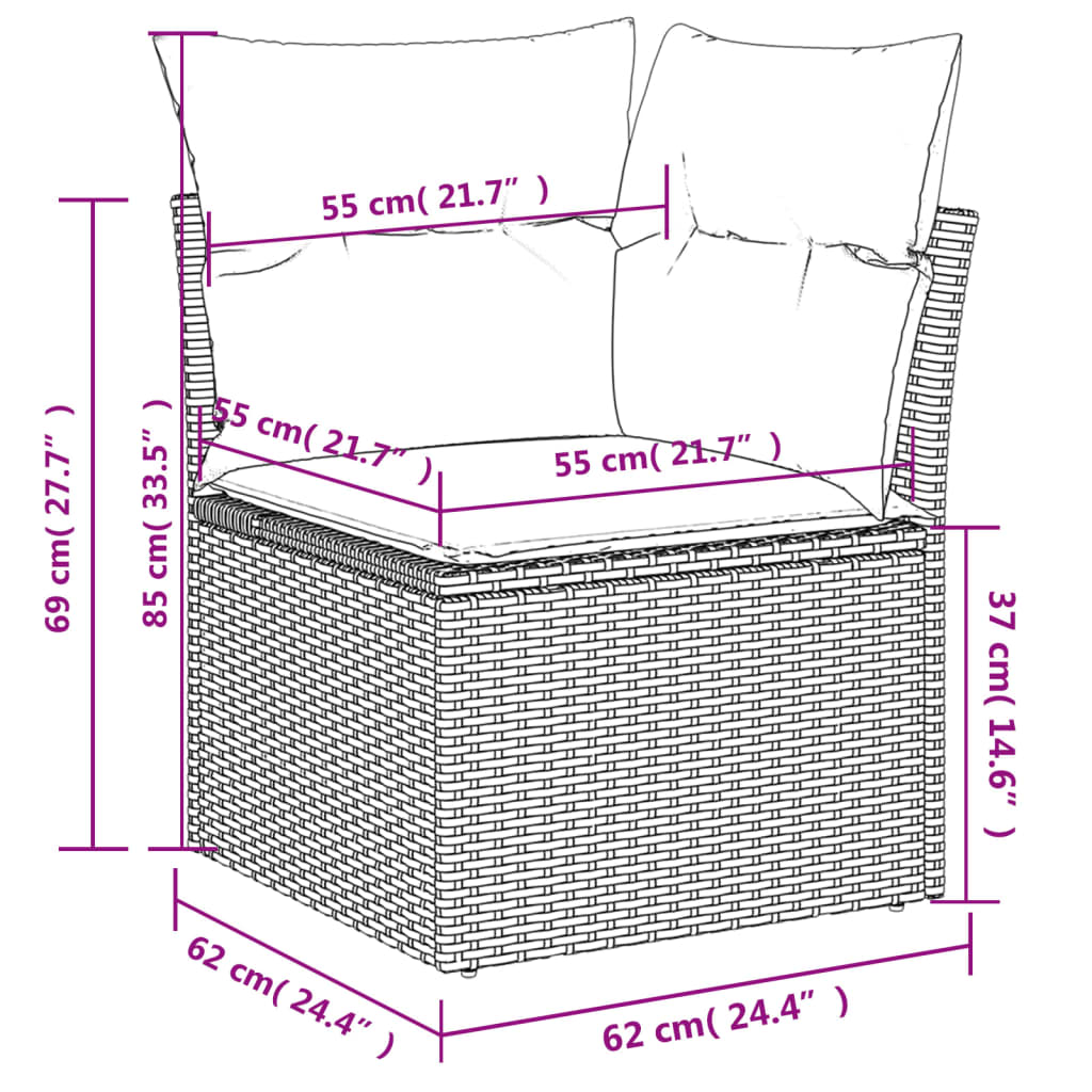 Set mobilier de grădină cu perne, 8 piese, negru, poliratan GartenMobel Dekor