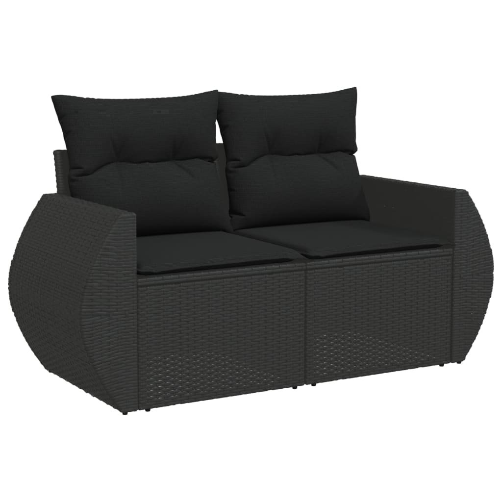 Set mobilier de grădină cu perne, 8 piese, negru, poliratan GartenMobel Dekor