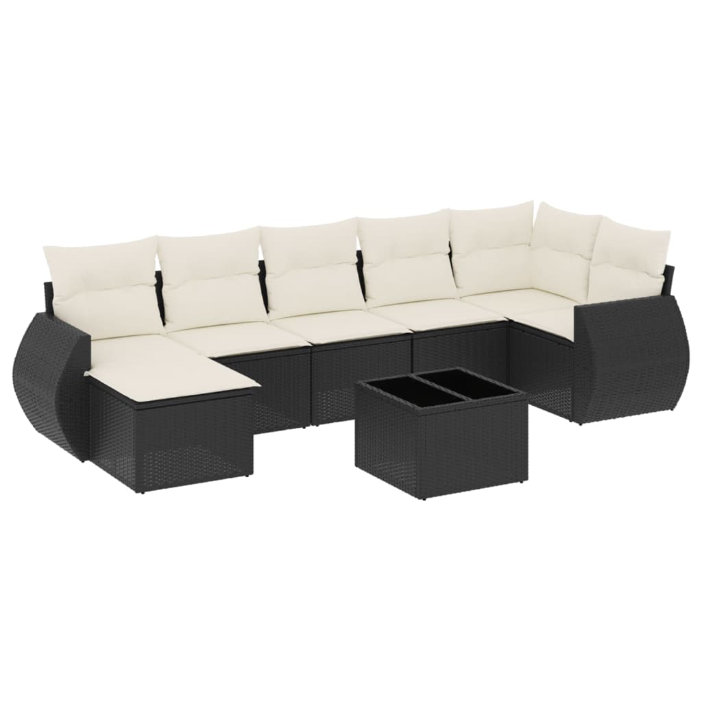 Set mobilier de grădină cu perne, 8 piese, negru, poliratan GartenMobel Dekor