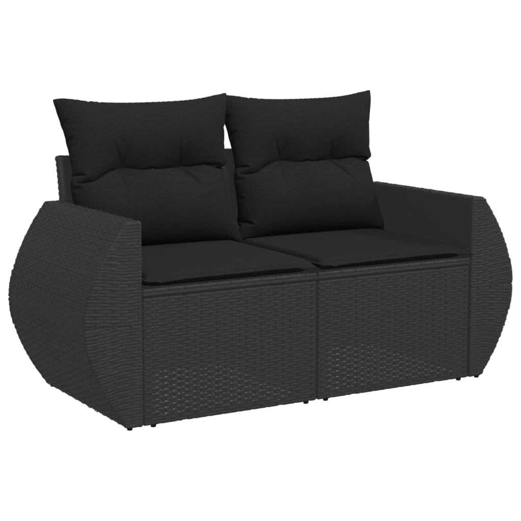 Set mobilier de grădină cu perne, 9 piese, negru, poliratan GartenMobel Dekor