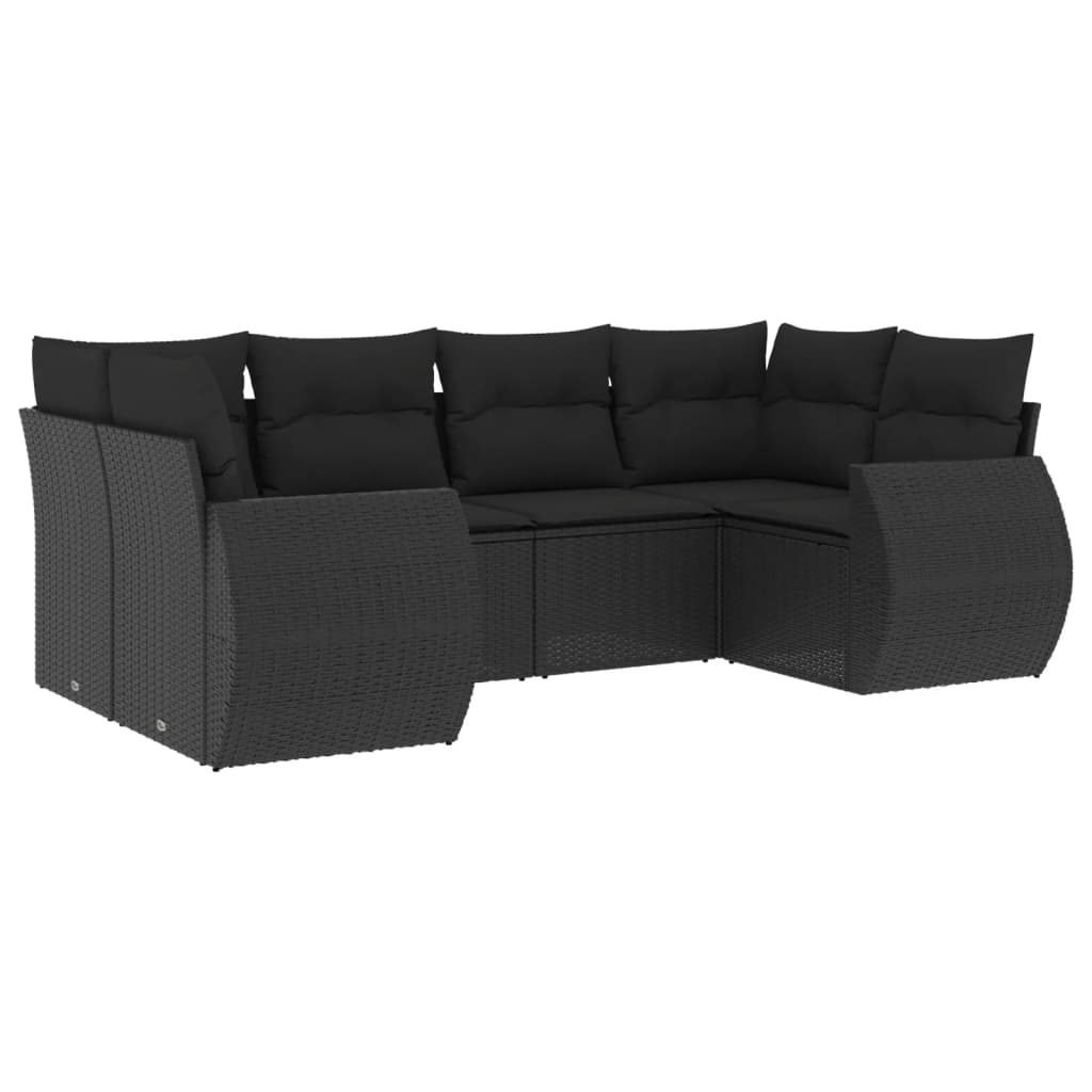 Set mobilier de grădină cu perne, 6 piese, negru, poliratan GartenMobel Dekor