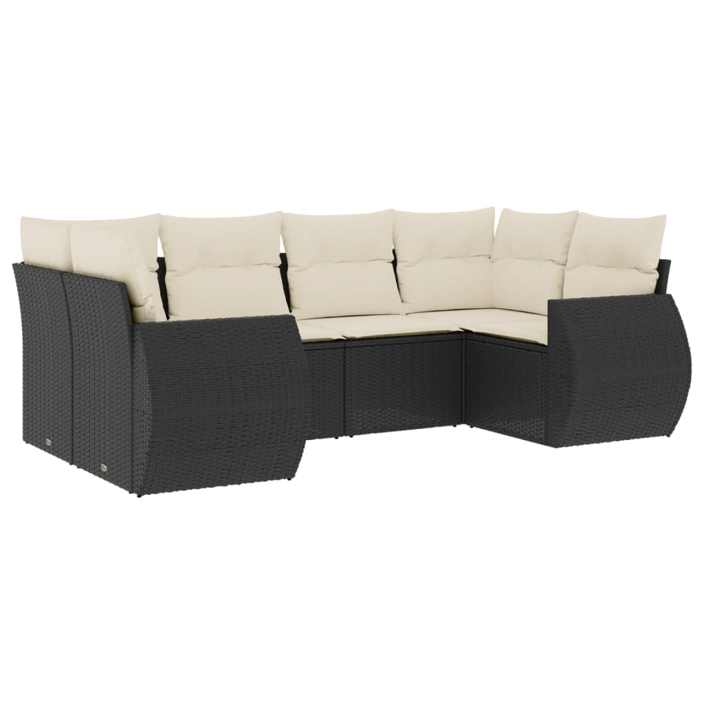 Set mobilier de grădină cu perne, 6 piese, negru, poliratan GartenMobel Dekor