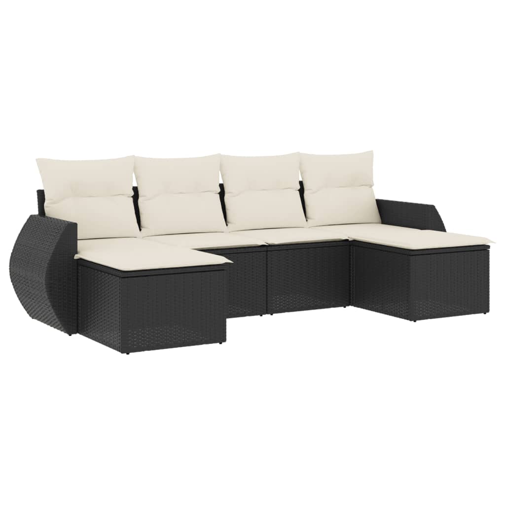 Set mobilier de grădină cu perne, 6 piese, negru, poliratan GartenMobel Dekor