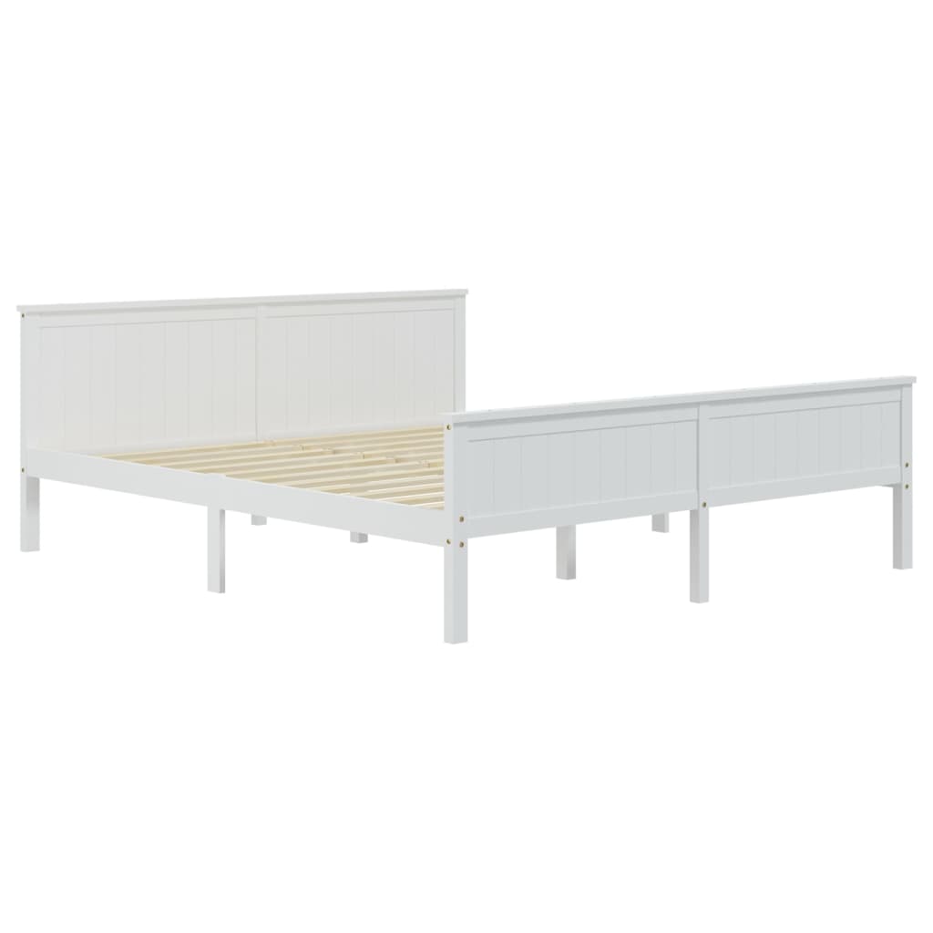 Cadru de pat, alb, 200x200 cm, lemn masiv de pin GartenMobel Dekor