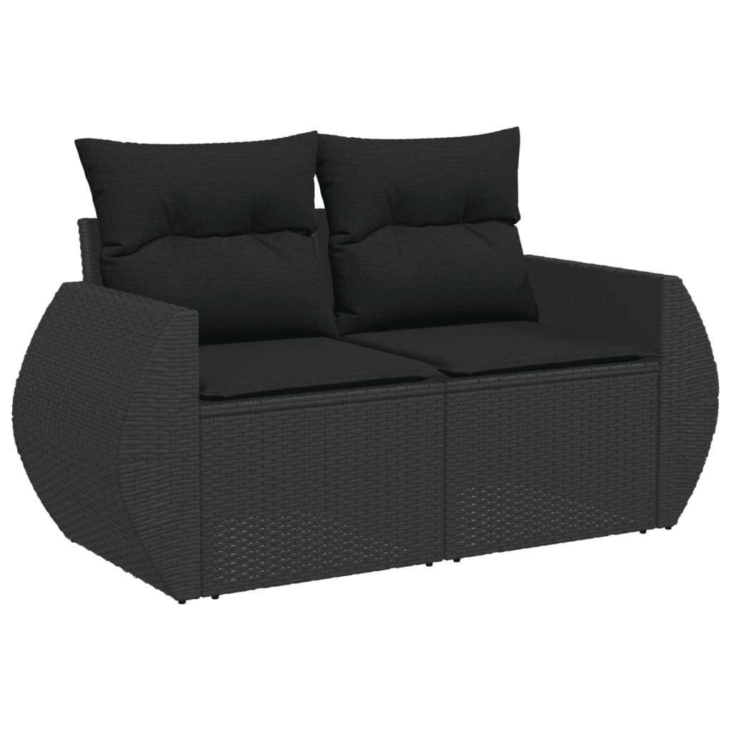 Set canapele de grădină cu perne, 11 piese, negru, poliratan GartenMobel Dekor