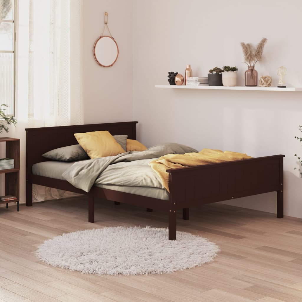 Cadru de pat, maro închis, 160x200 cm, lemn masiv de pin GartenMobel Dekor