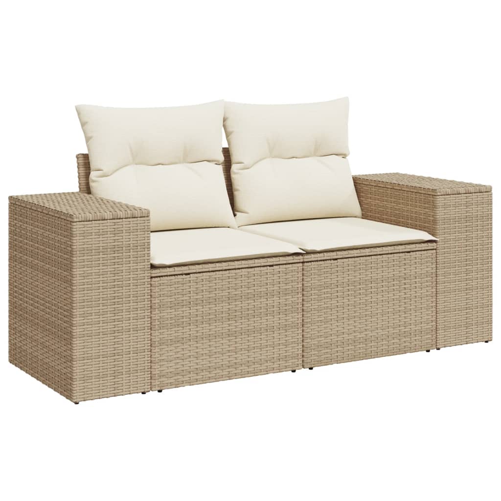 Set canapele de grădină, 3 piese, cu perne, bej, poliratan GartenMobel Dekor