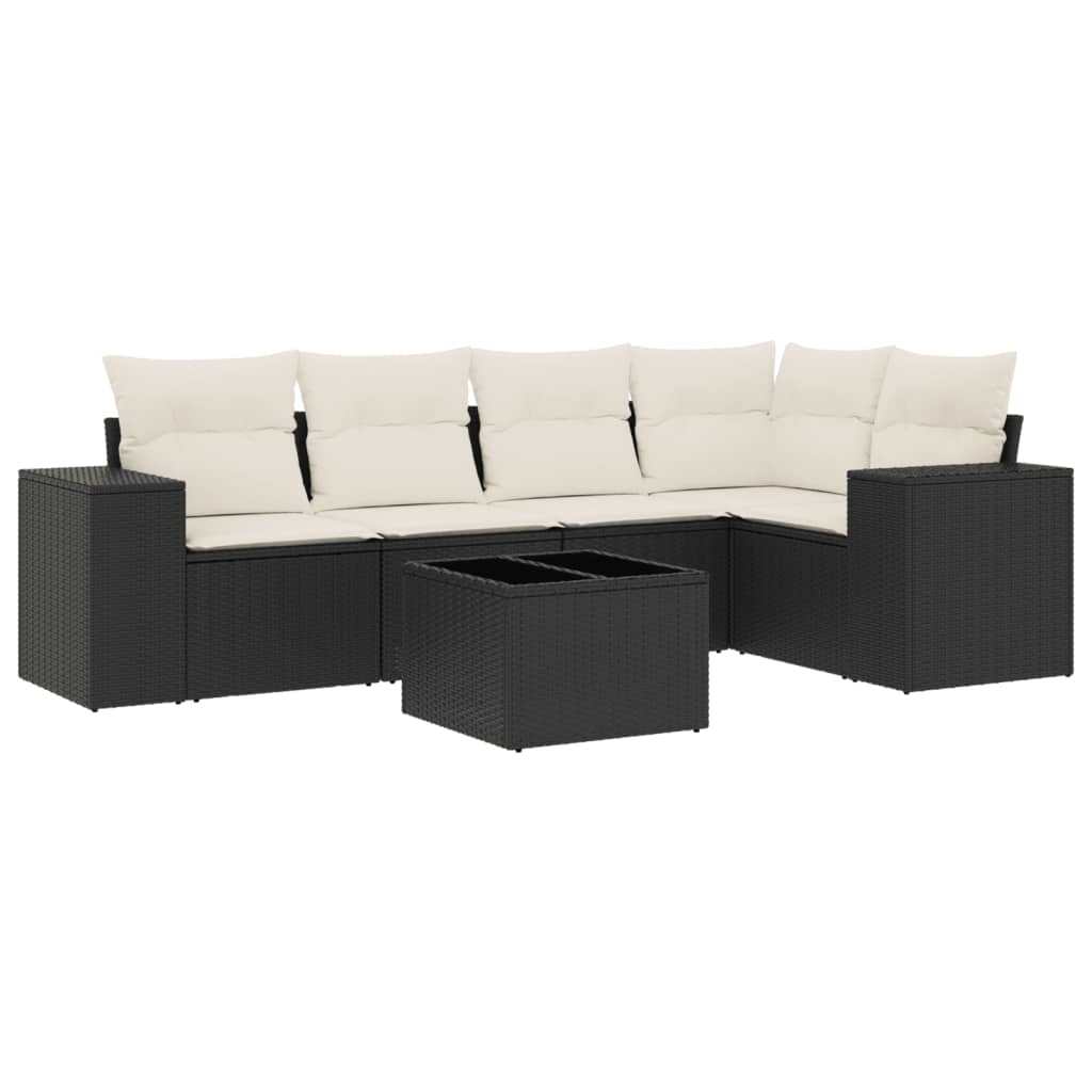 Set mobilier de grădină cu perne, 6 piese, negru, poliratan GartenMobel Dekor