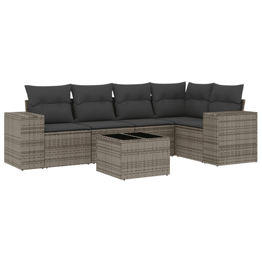 Set mobilier grădină cu perne, 6 piese, gri, poliratan GartenMobel Dekor