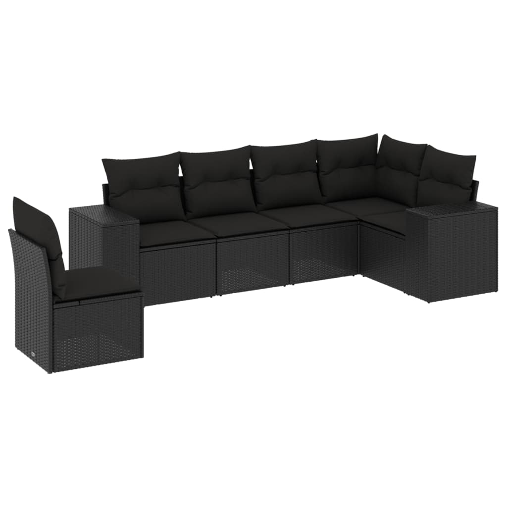 Set mobilier de grădină cu perne, 6 piese, negru, poliratan GartenMobel Dekor