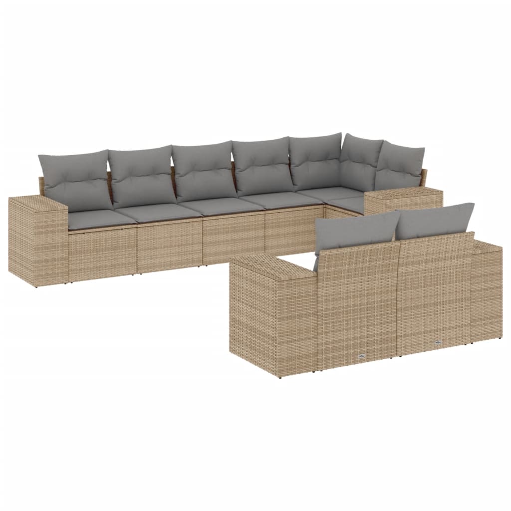 Set canapele de grădină, 8 piese, cu perne, bej, poliratan GartenMobel Dekor