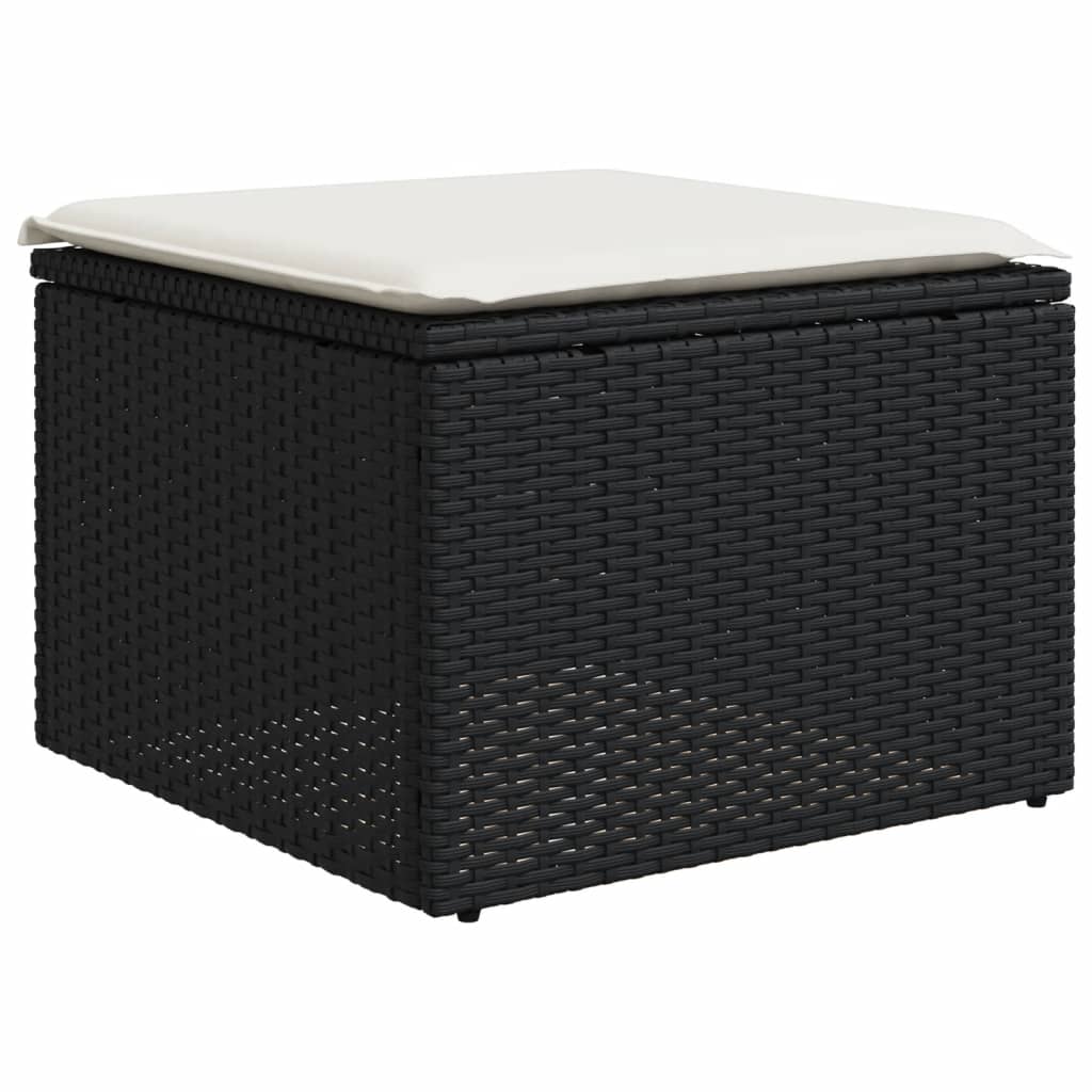Set canapele de grădină cu perne, 7 piese, negru, poliratan GartenMobel Dekor