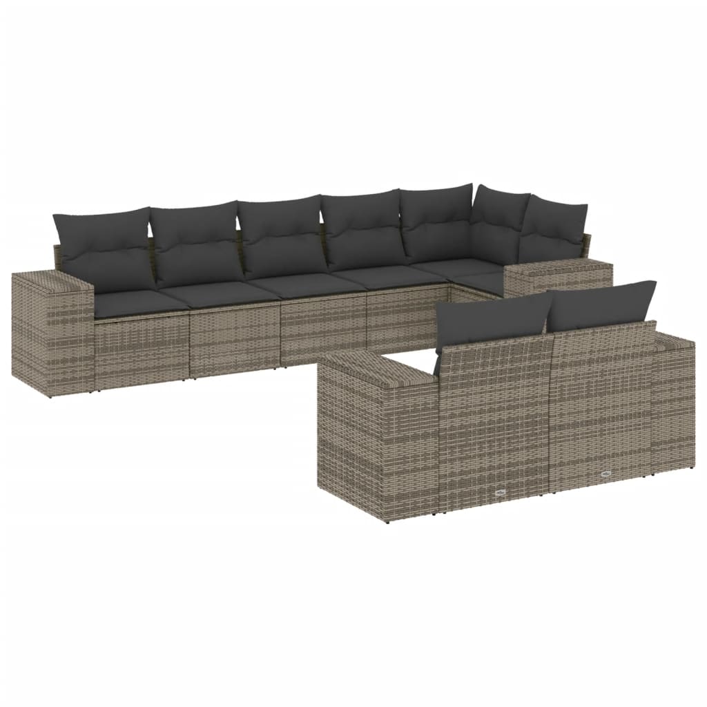 Set canapele de grădină cu perne, 8 piese, gri, poliratan GartenMobel Dekor