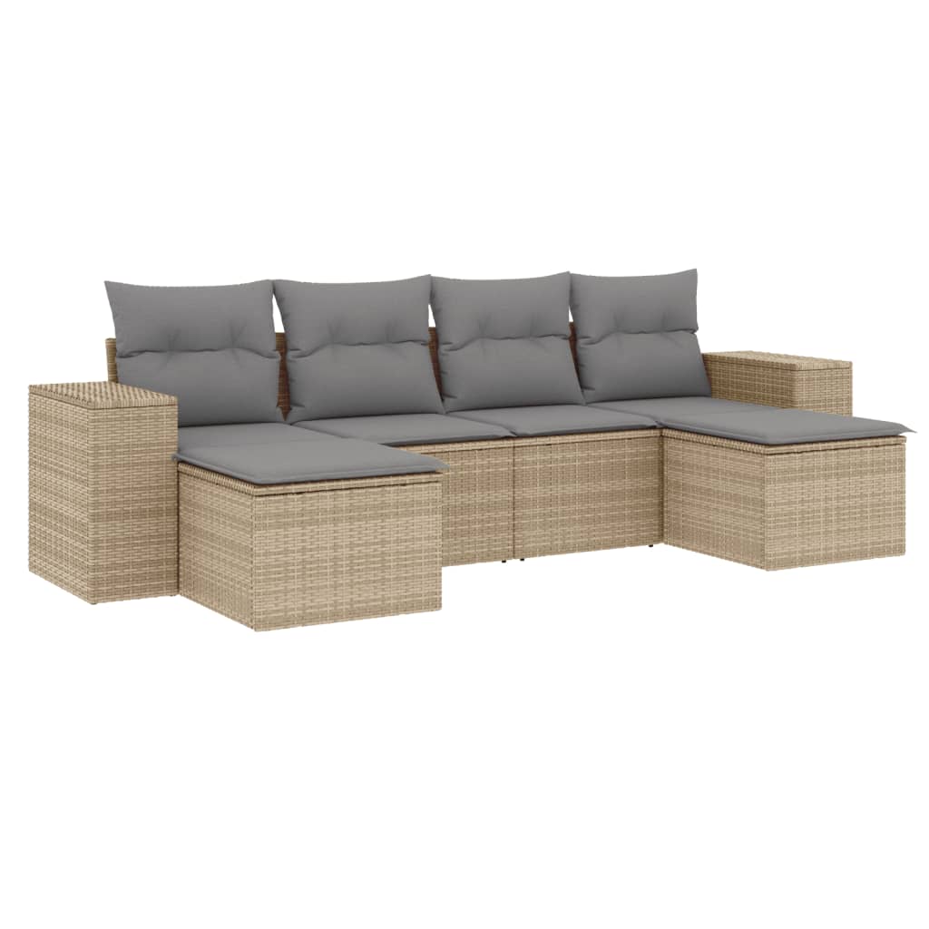 Set canapele de grădină cu perne, 6 piese, bej, poliratan GartenMobel Dekor