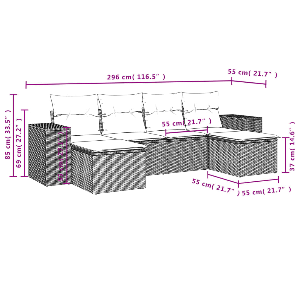 Set canapele de grădină cu perne, 6 piese, bej, poliratan GartenMobel Dekor