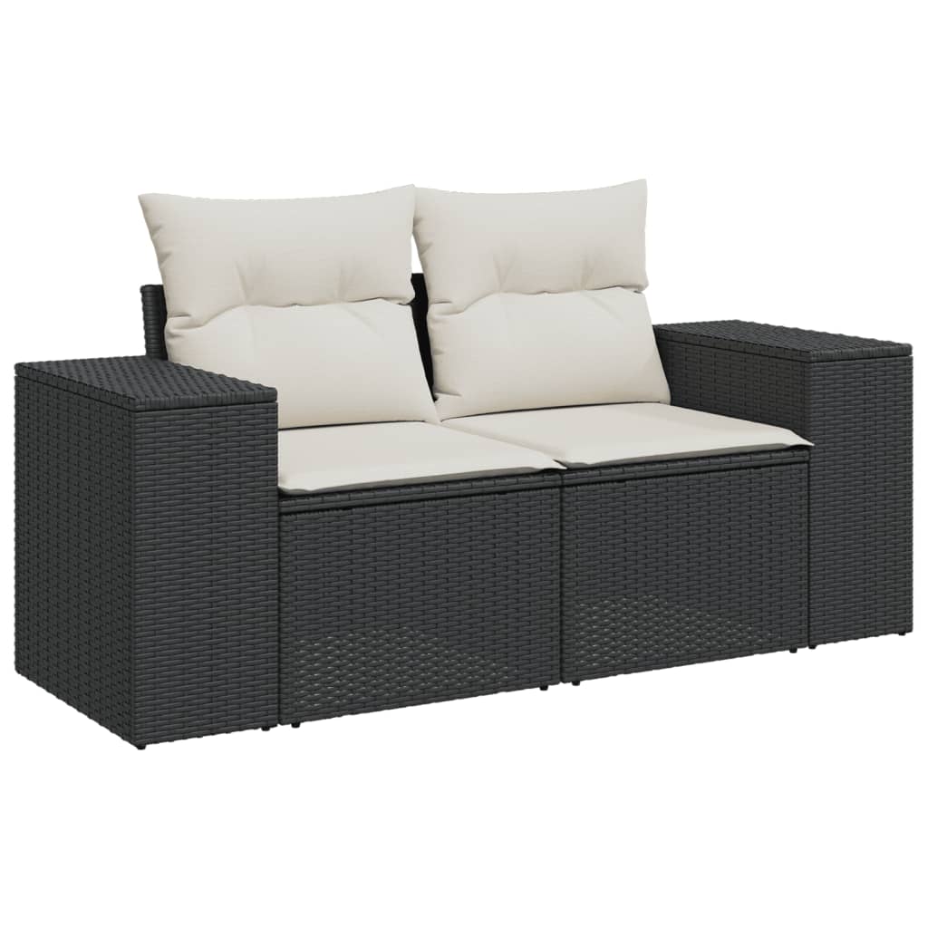 Set canapele de grădină cu perne, 7 piese, negru, poliratan GartenMobel Dekor