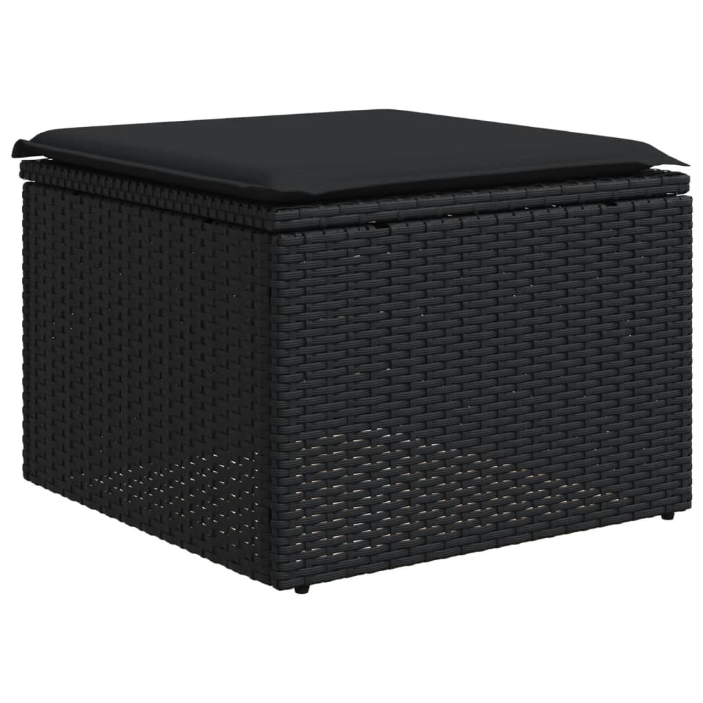 Set canapele de grădină cu perne, 7 piese, negru, poliratan GartenMobel Dekor