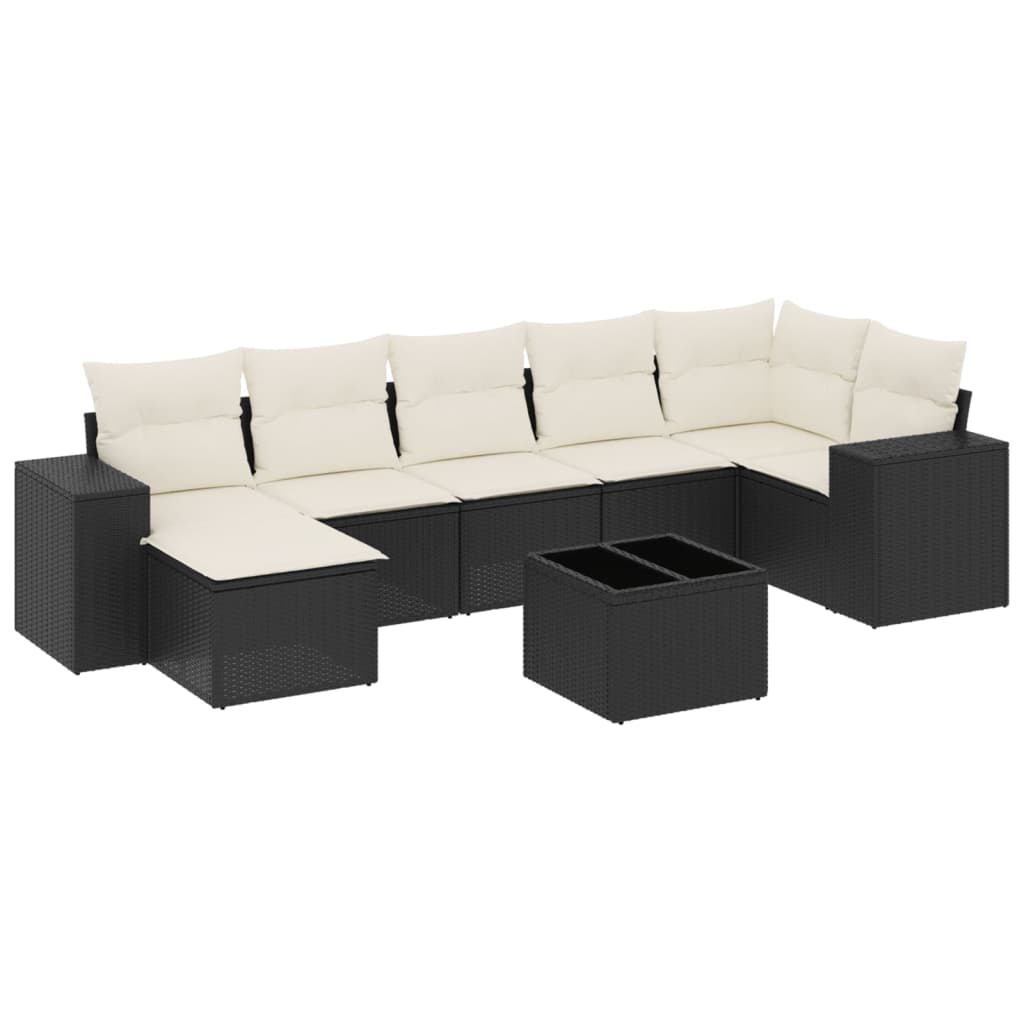 Set mobilier de grădină cu perne, 8 piese, negru, poliratan GartenMobel Dekor
