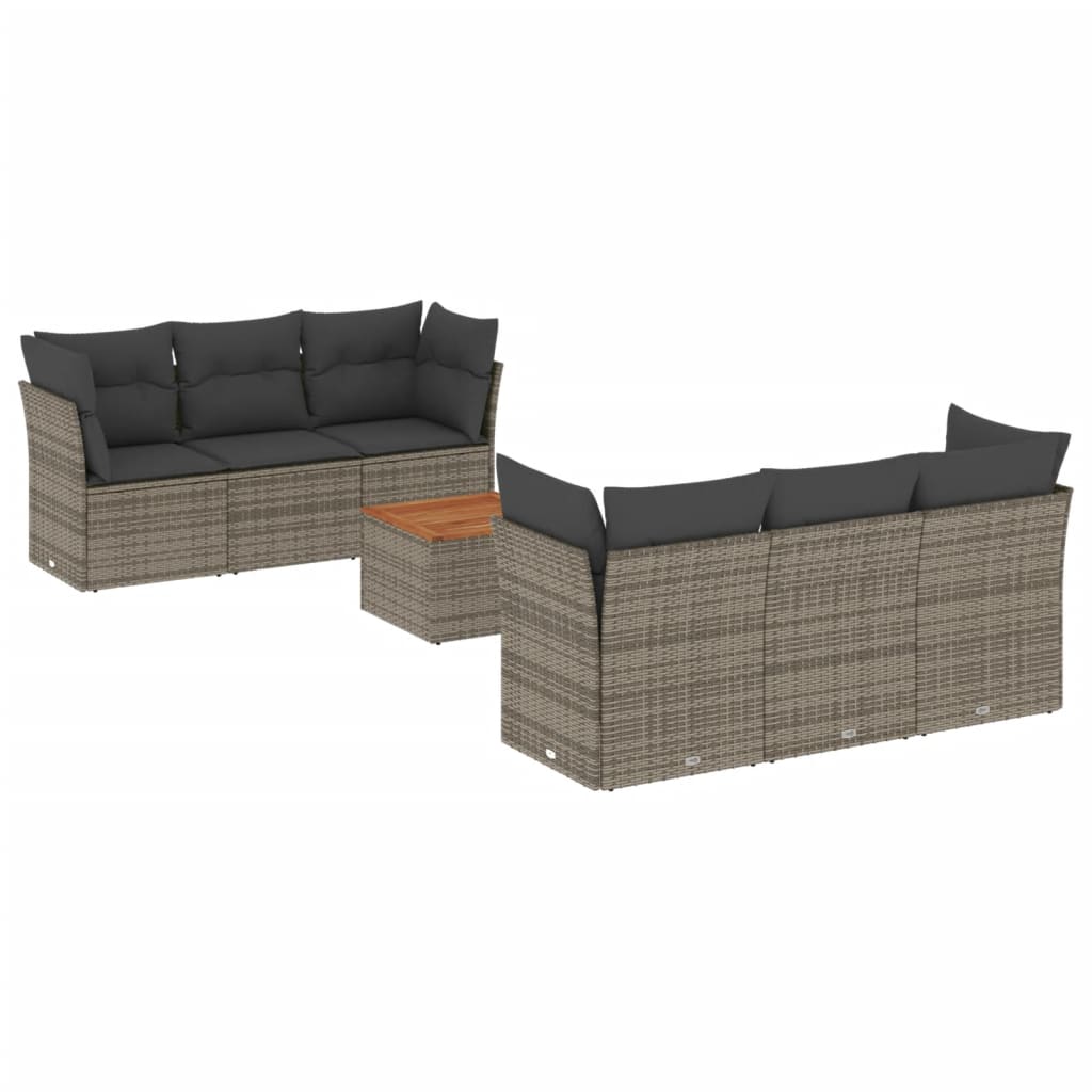 Set canapele de grădină, 7 piese, cu perne, gri, poliratan GartenMobel Dekor