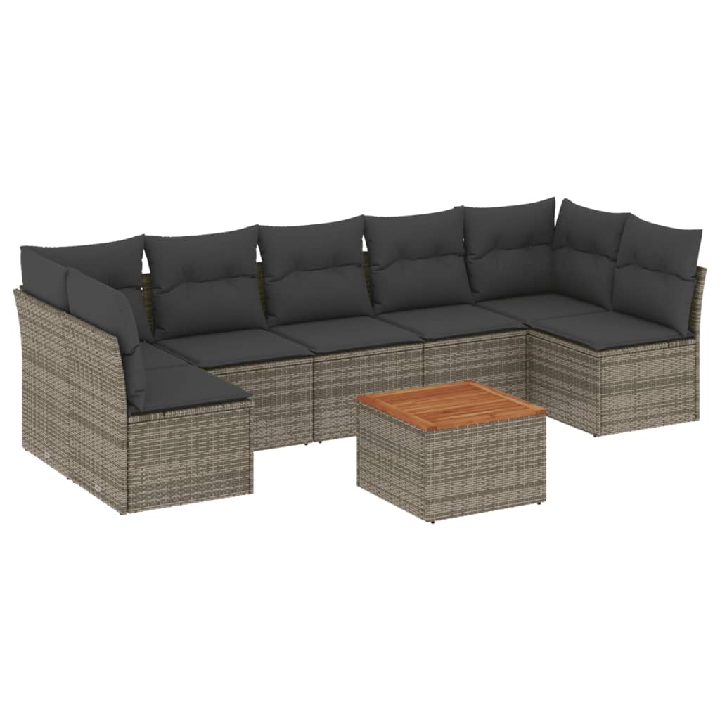 Set canapele de grădină cu perne, 8 piese, gri, poliratan GartenMobel Dekor