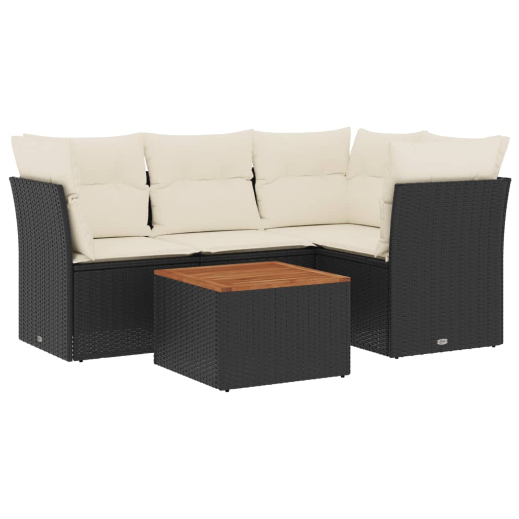 Set mobilier de grădină cu perne, 5 piese, negru, poliratan GartenMobel Dekor