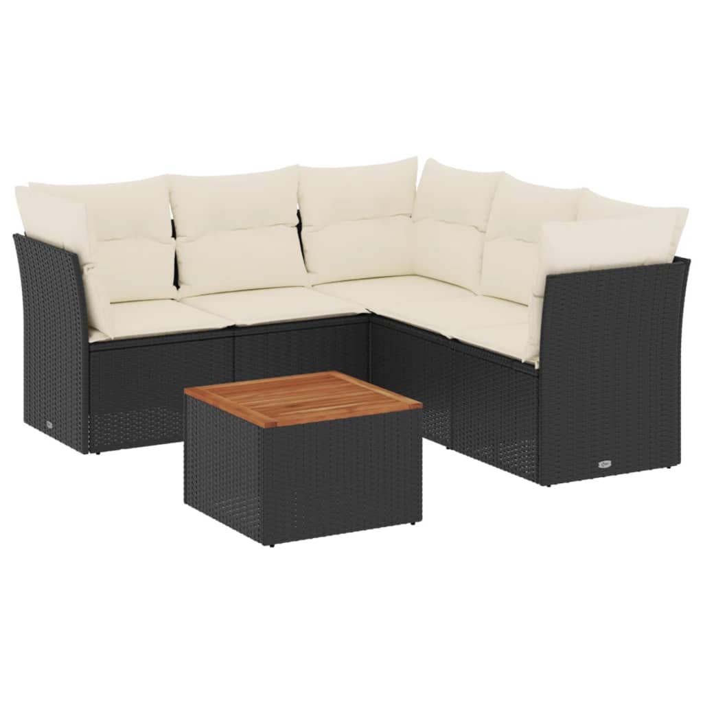 Set mobilier de grădină cu perne, 6 piese, negru, poliratan GartenMobel Dekor