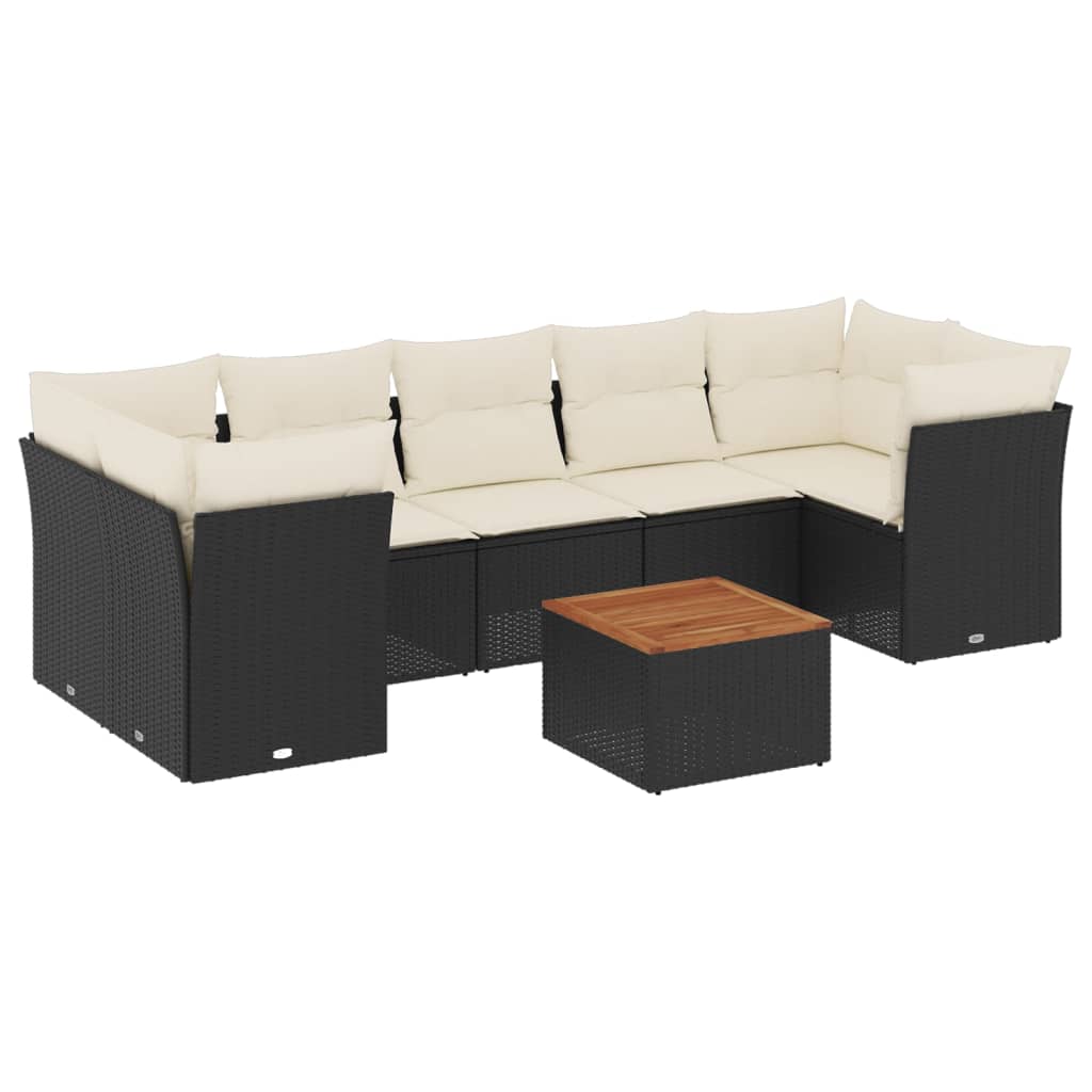 Set mobilier de grădină cu perne, 8 piese, negru, poliratan GartenMobel Dekor