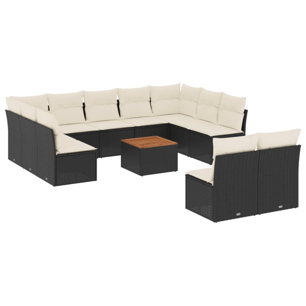 Set canapele de grădină, 12 piese, cu perne, negru, poliratan GartenMobel Dekor
