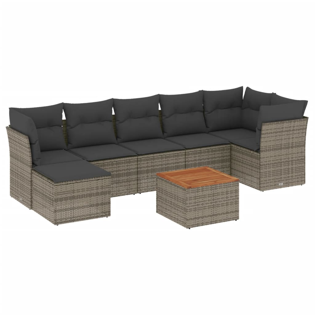 Set canapele de grădină cu perne, 8 piese, gri, poliratan GartenMobel Dekor