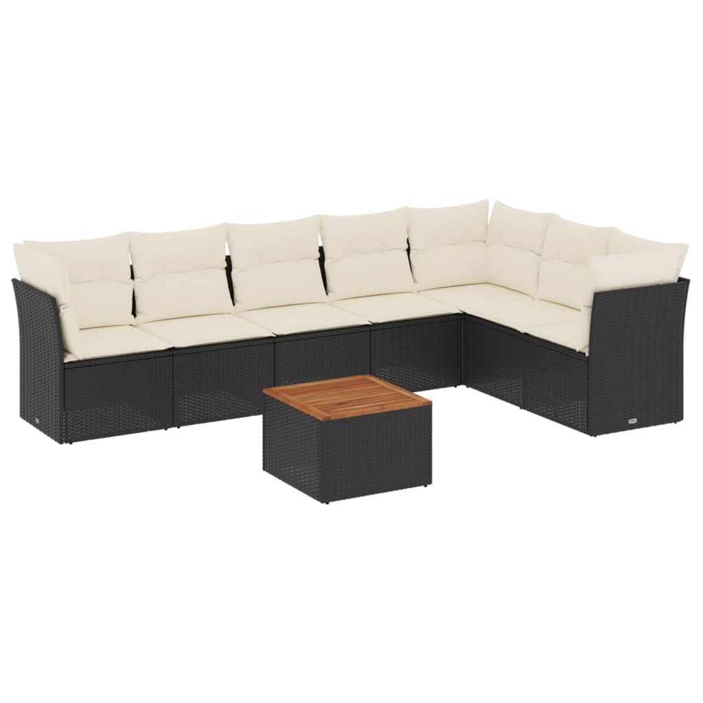 Set mobilier de grădină cu perne, 8 piese, negru, poliratan GartenMobel Dekor
