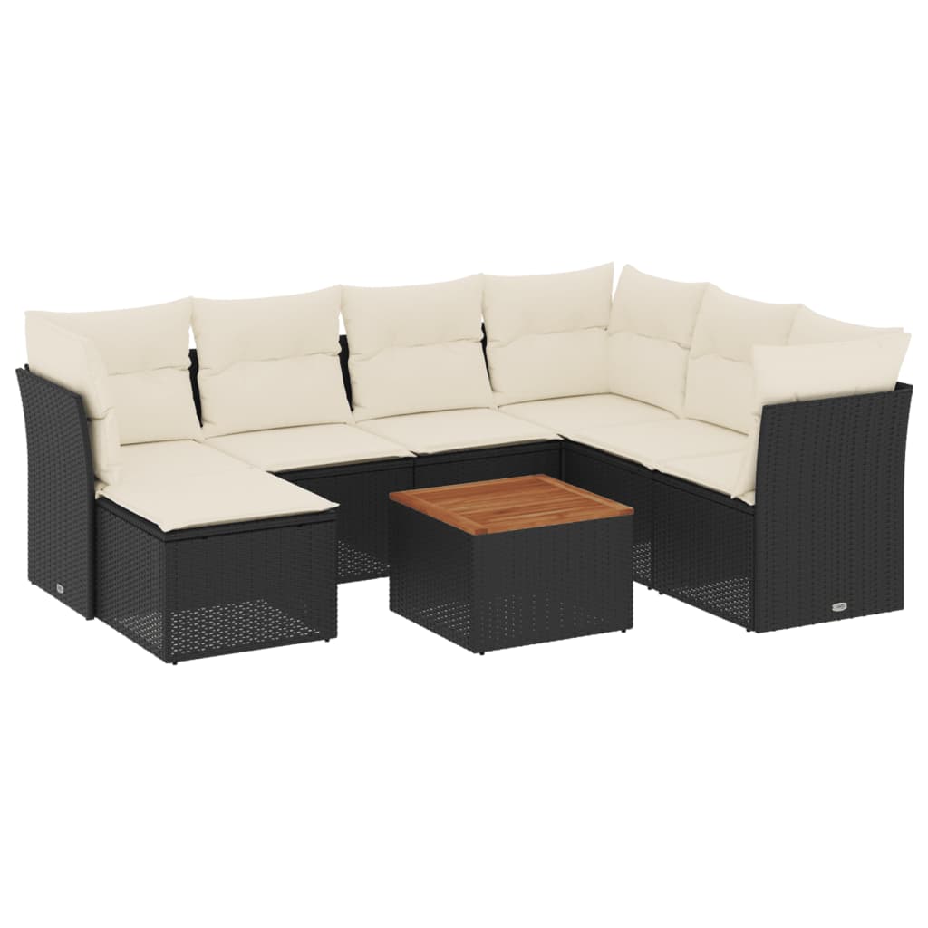 Set mobilier de grădină cu perne, 8 piese, negru, poliratan GartenMobel Dekor