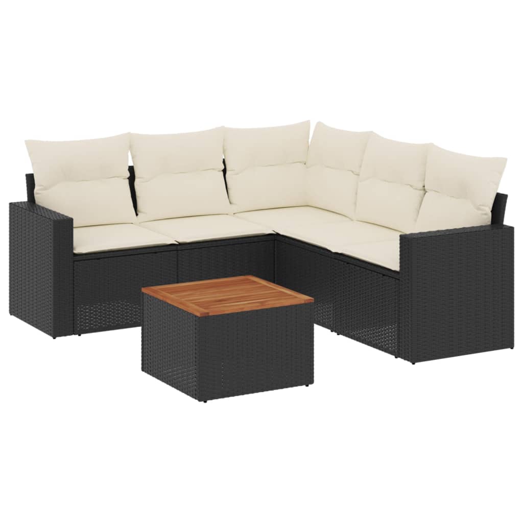 Set mobilier de grădină cu perne, 6 piese, negru, poliratan GartenMobel Dekor