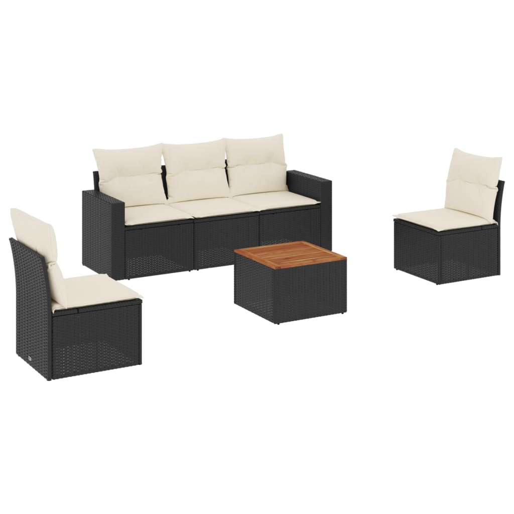 Set mobilier de grădină cu perne, 6 piese, negru, poliratan GartenMobel Dekor