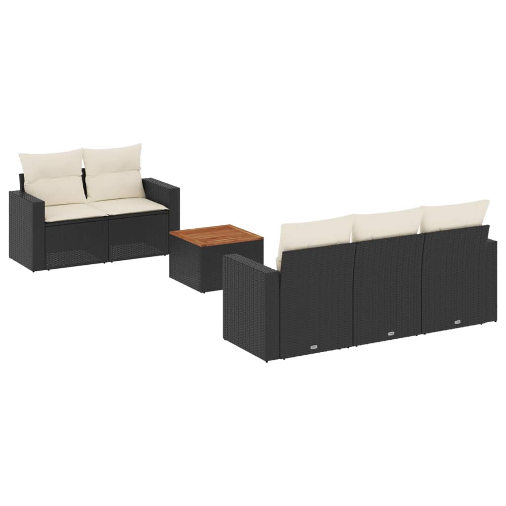 Set mobilier de grădină cu perne, 6 piese, negru, poliratan GartenMobel Dekor