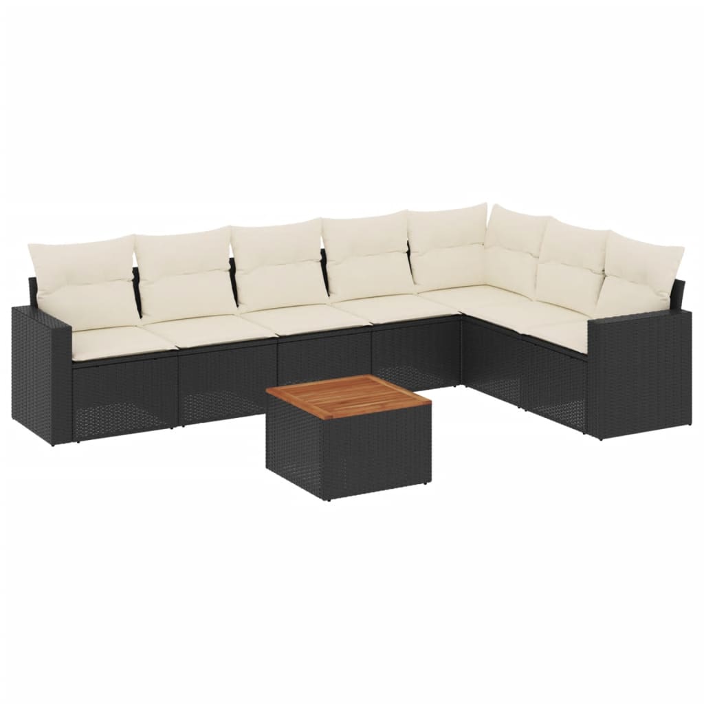 Set mobilier de grădină cu perne, 8 piese, negru, poliratan GartenMobel Dekor