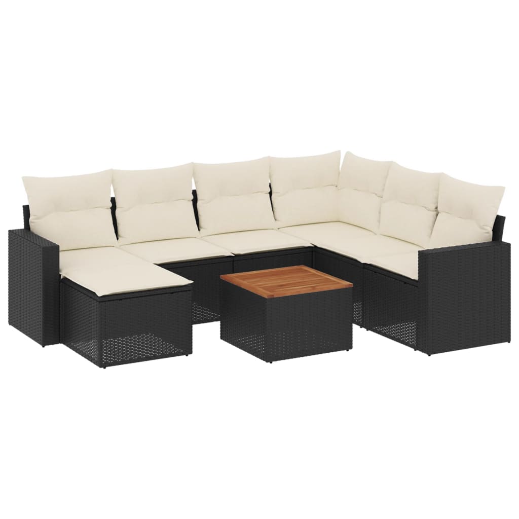 Set mobilier de grădină cu perne, 8 piese, negru, poliratan GartenMobel Dekor