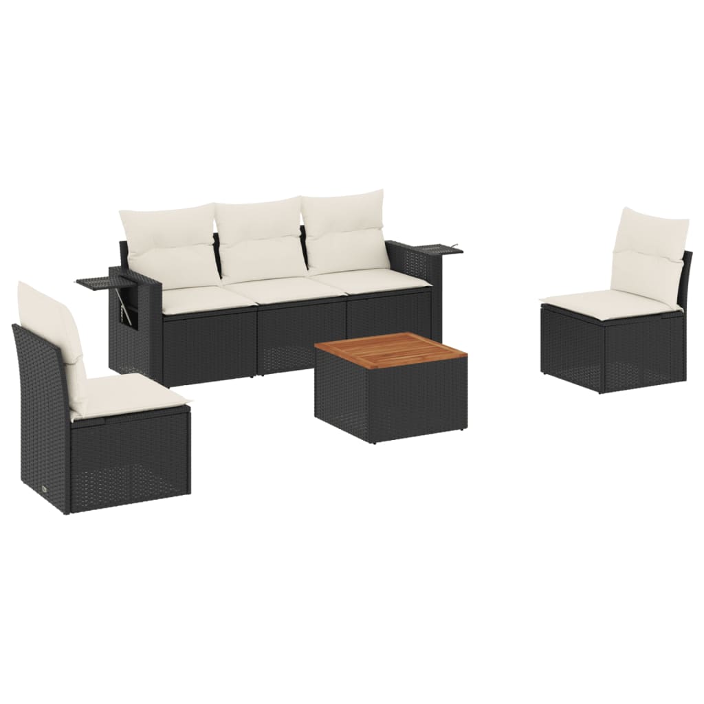 Set mobilier de grădină cu perne, 6 piese, negru, poliratan GartenMobel Dekor