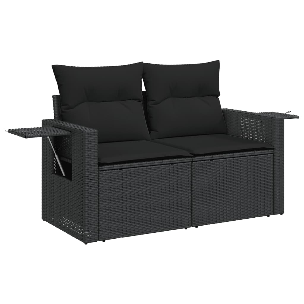 Set mobilier de grădină cu perne, 5 piese, negru, poliratan GartenMobel Dekor