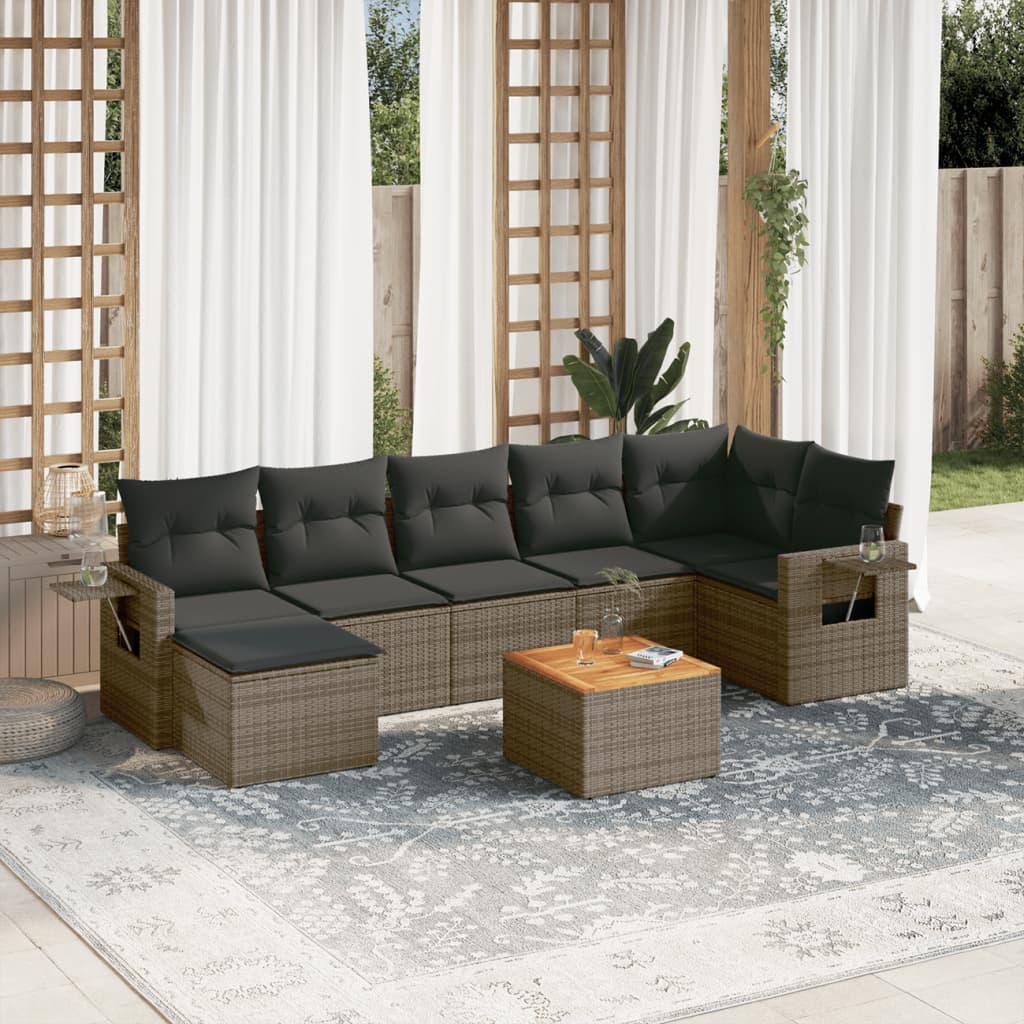 Set canapele de grădină cu perne, 8 piese, gri, poliratan GartenMobel Dekor