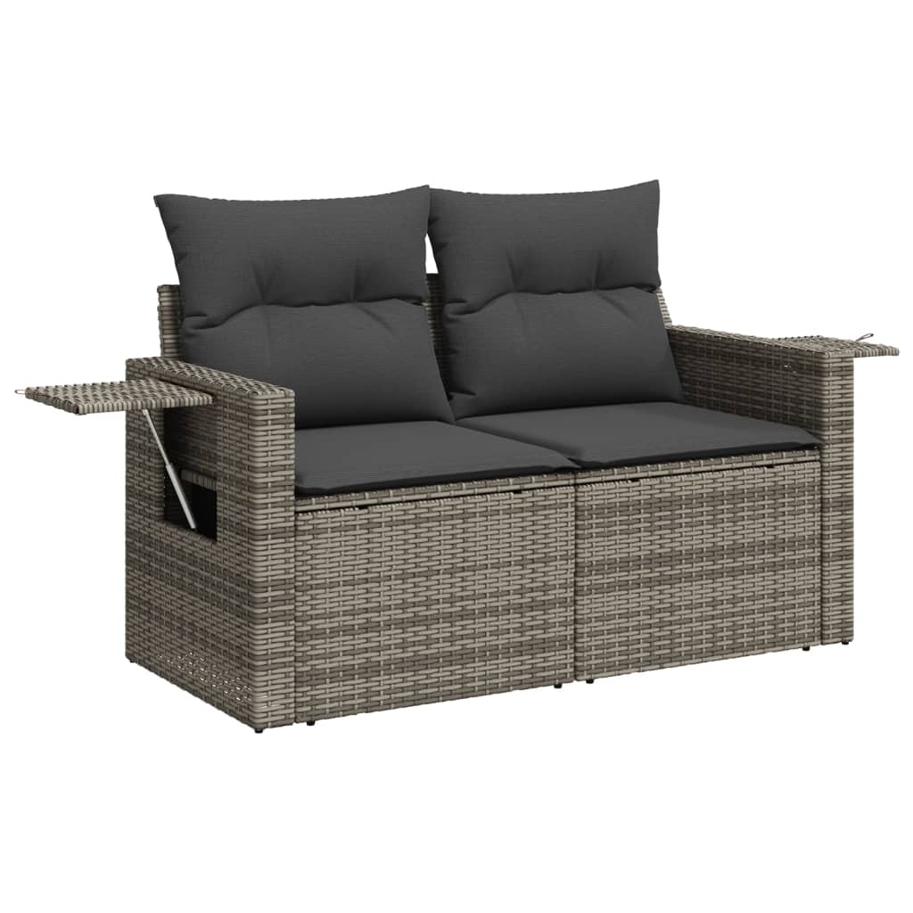 Set mobilier de grădină cu perne, 10 piese, gri, poliratan GartenMobel Dekor