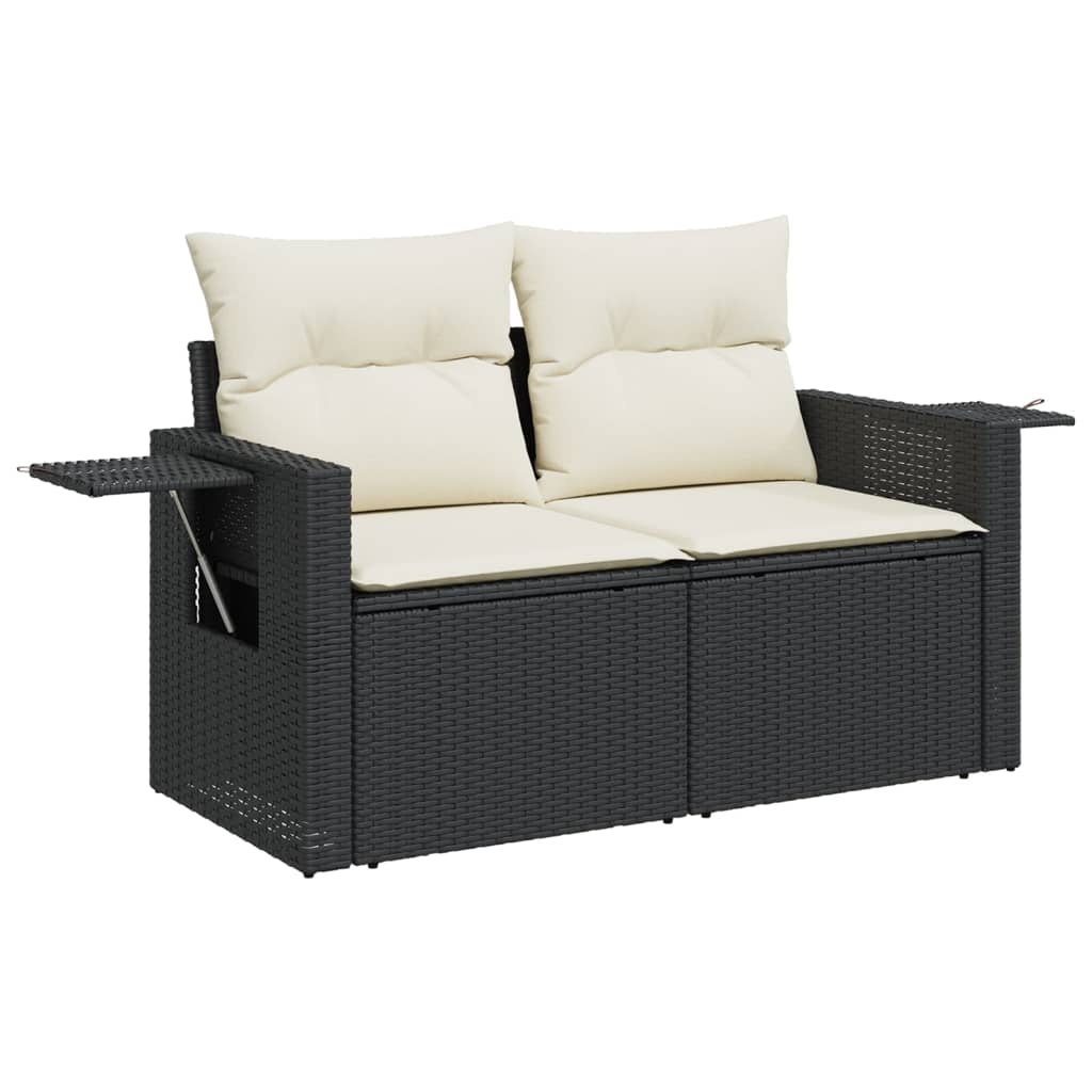 Set canapele de grădină cu perne, 10 piese, negru, poliratan GartenMobel Dekor