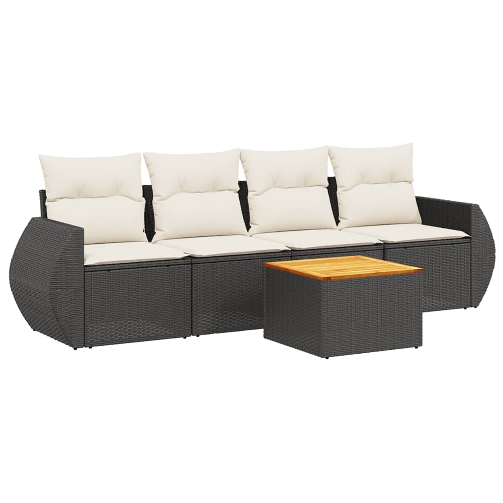 Set mobilier de grădină cu perne, 5 piese, negru, poliratan GartenMobel Dekor