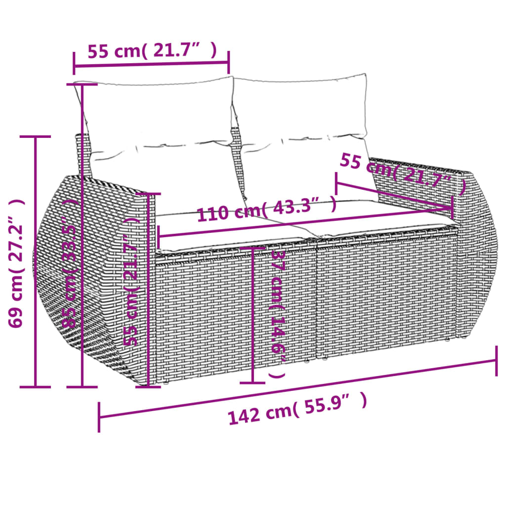 Set mobilier de grădină cu perne, 6 piese, negru, poliratan GartenMobel Dekor