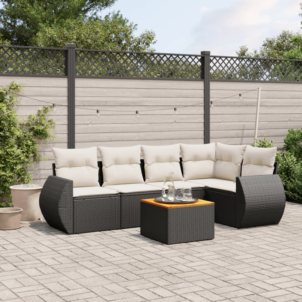 Set mobilier de grădină cu perne, 6 piese, negru, poliratan GartenMobel Dekor