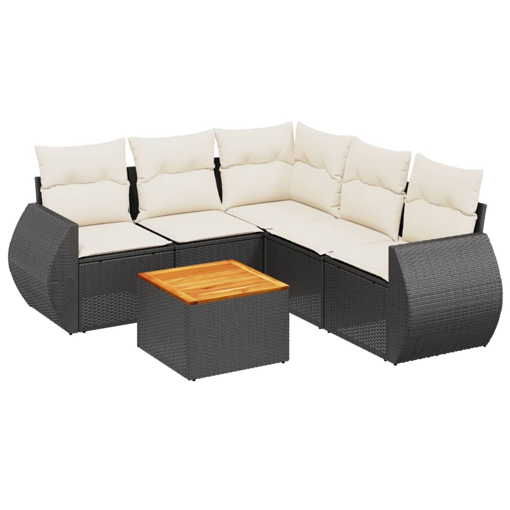 Set mobilier de grădină cu perne, 6 piese, negru, poliratan GartenMobel Dekor
