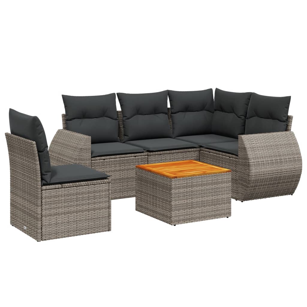 Set mobilier grădină cu perne, 6 piese, gri, poliratan GartenMobel Dekor